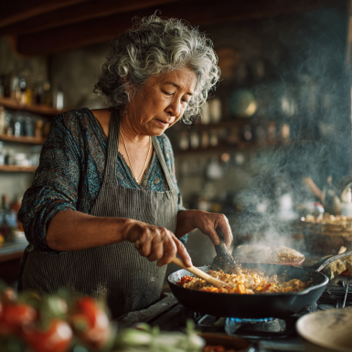 Adultos mayores disfrutando de comida saludable